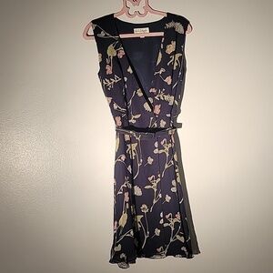 Elizabeth Wayman New York Blue Wrap Floral Dress, Size: 6